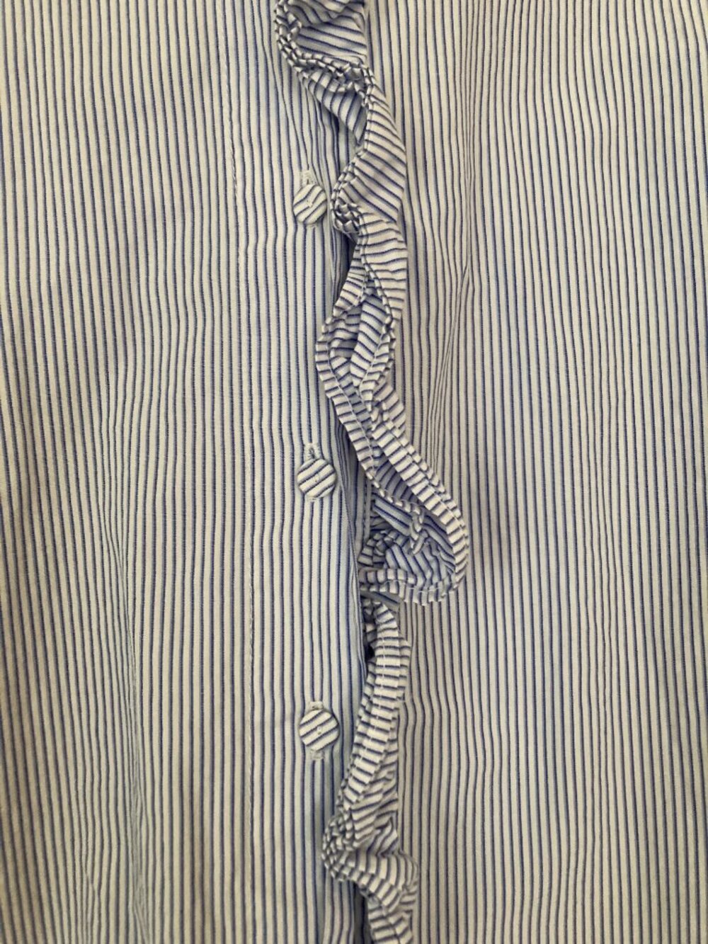 Mango Striped Button Up Blouse, Ruffle Detail, Oversize S - Picture 4 of 5